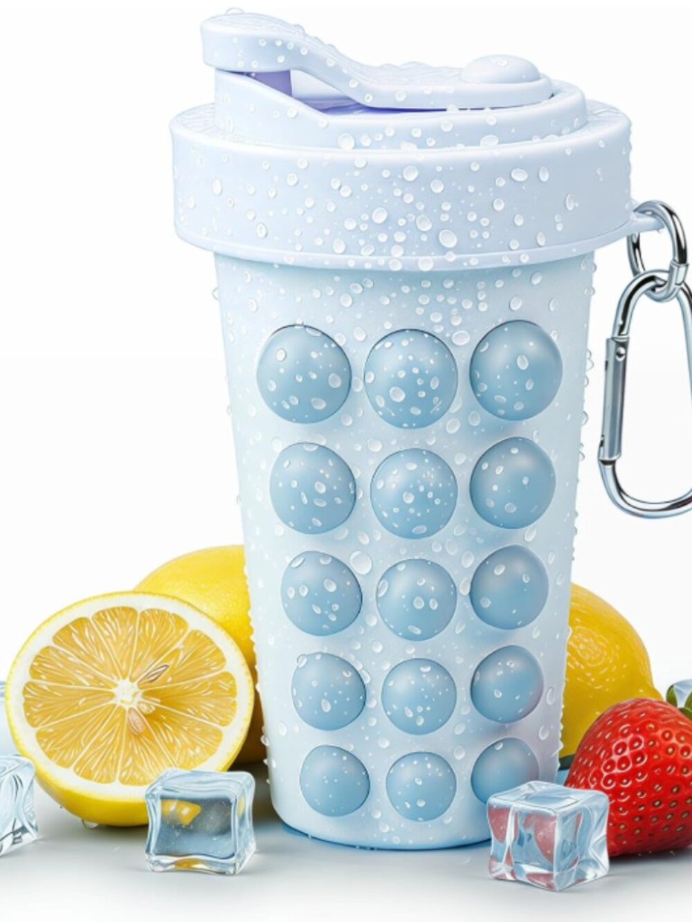 Silicone Ice Sphere Cup with Steel Core & Pop-Up Straw(1 Pack)
